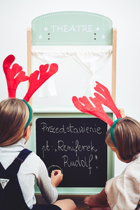 Suur puust kauplus - kiosk ja teater 2 in 1 koos kaaluga, makseterminal, puu- ja köögiviljadega