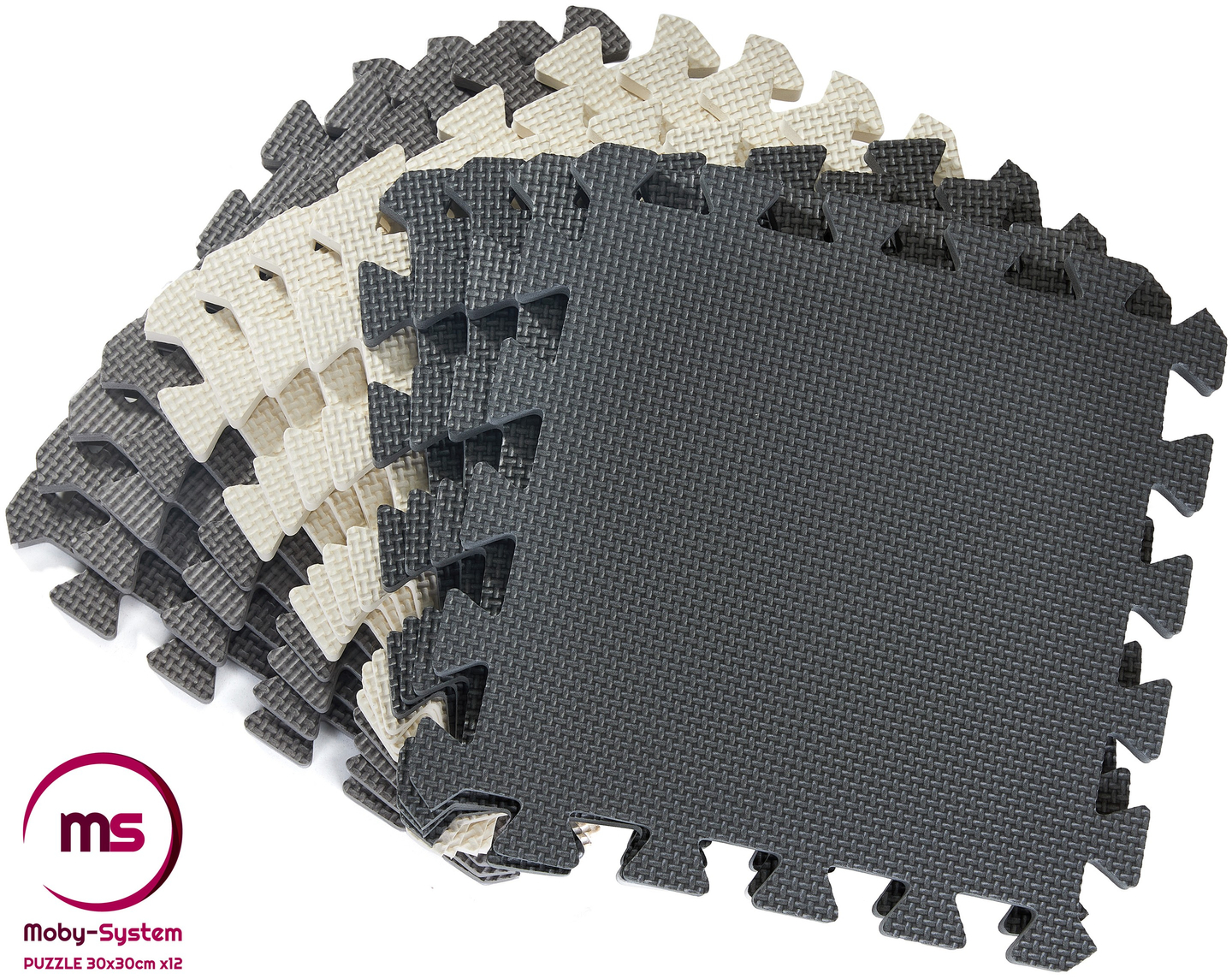 Vahtpuzzle 12tk. - õpivahtmatt 120 x 90 x 1.2cm koos servaga - hall