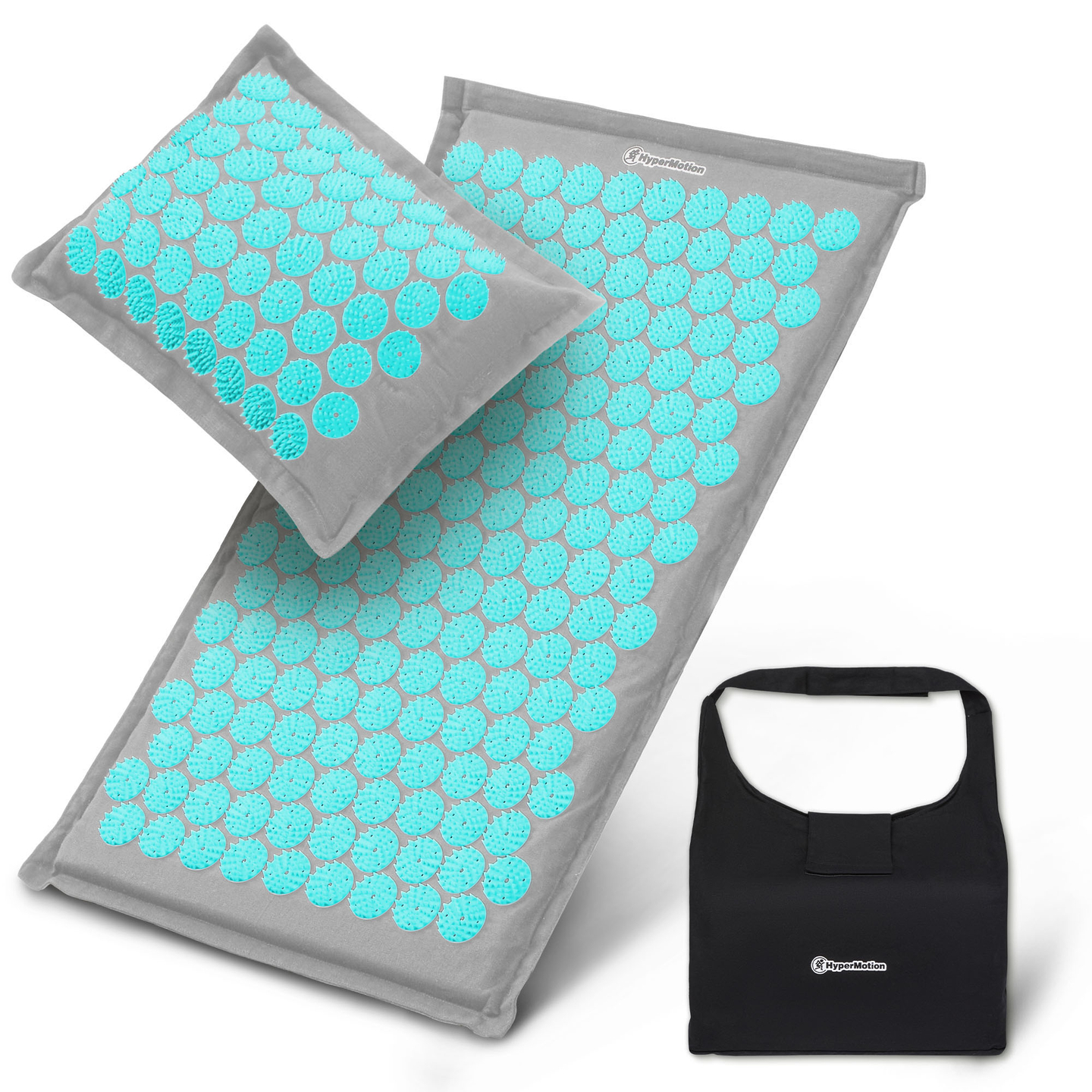 Öko-linane nõelravimatt kookoskiudude ja tatrapadjaga – 68 cm HyperMotion hall-münt