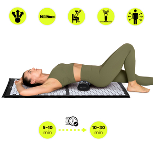 Suur nõelravimatt padja ja kattega - 130 cm HyperMotion mustvalge