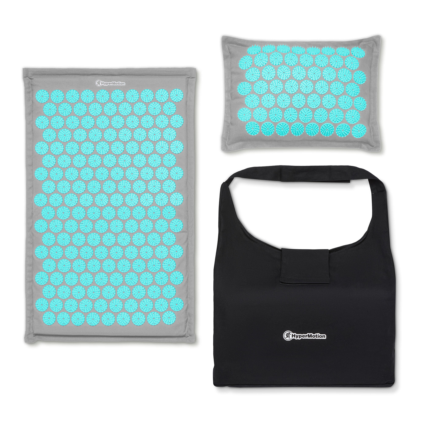 Öko-linane nõelravimatt kookoskiudude ja tatrapadjaga – 68 cm HyperMotion hall-münt