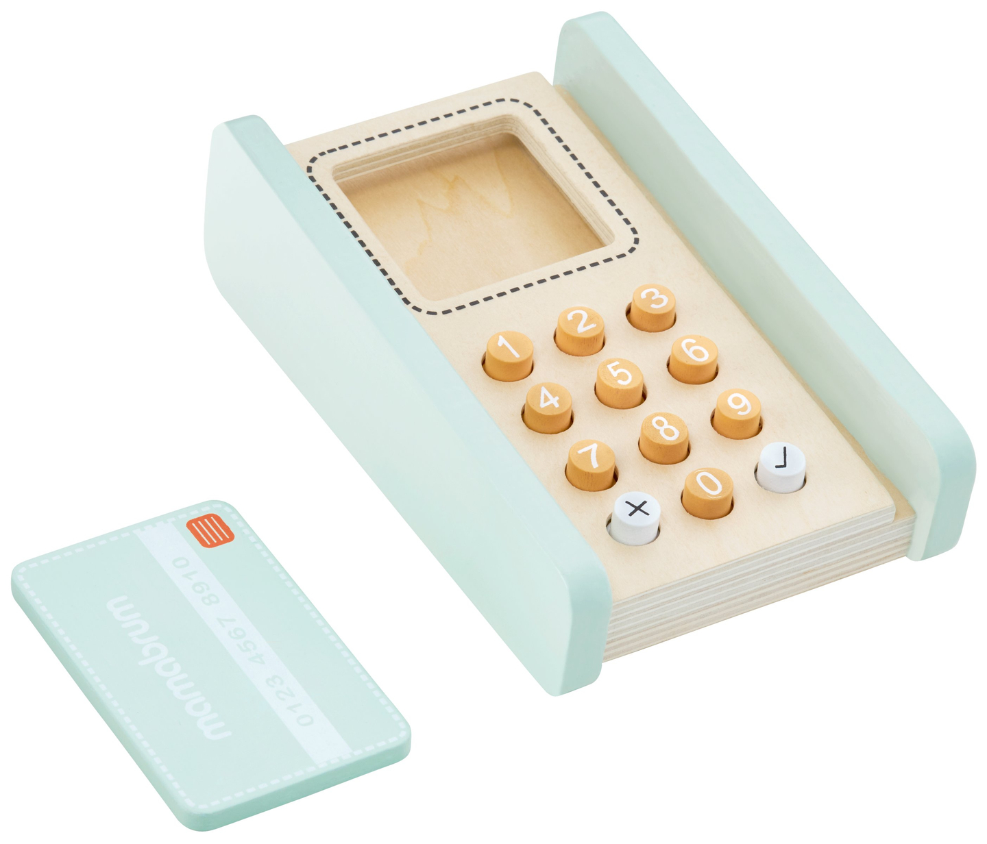 Suur puust kauplus - kiosk ja teater 2 in 1 koos kaaluga, makseterminal, puu- ja köögiviljadega