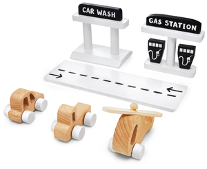 Puidust garaaž - parkla - autod, lift, helikopter