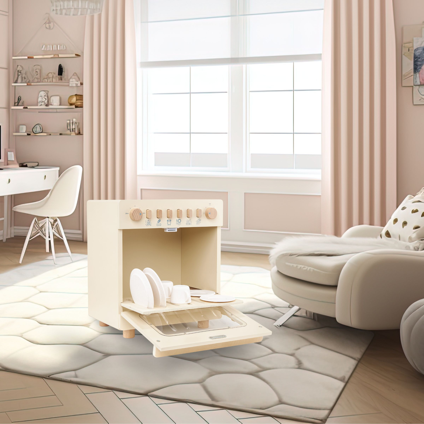 Puidust nõudepesumasin koos tarvikutega