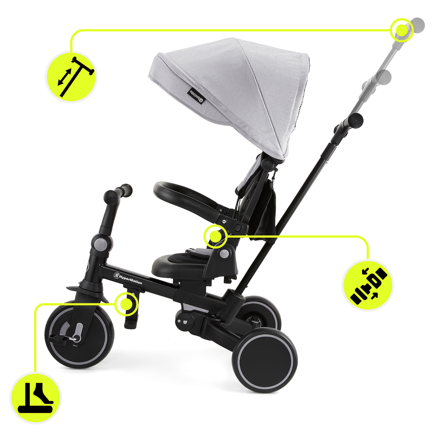 8in1 multifunktsionaalne kolmerattaline jalgratas TOBI FOREST - hall