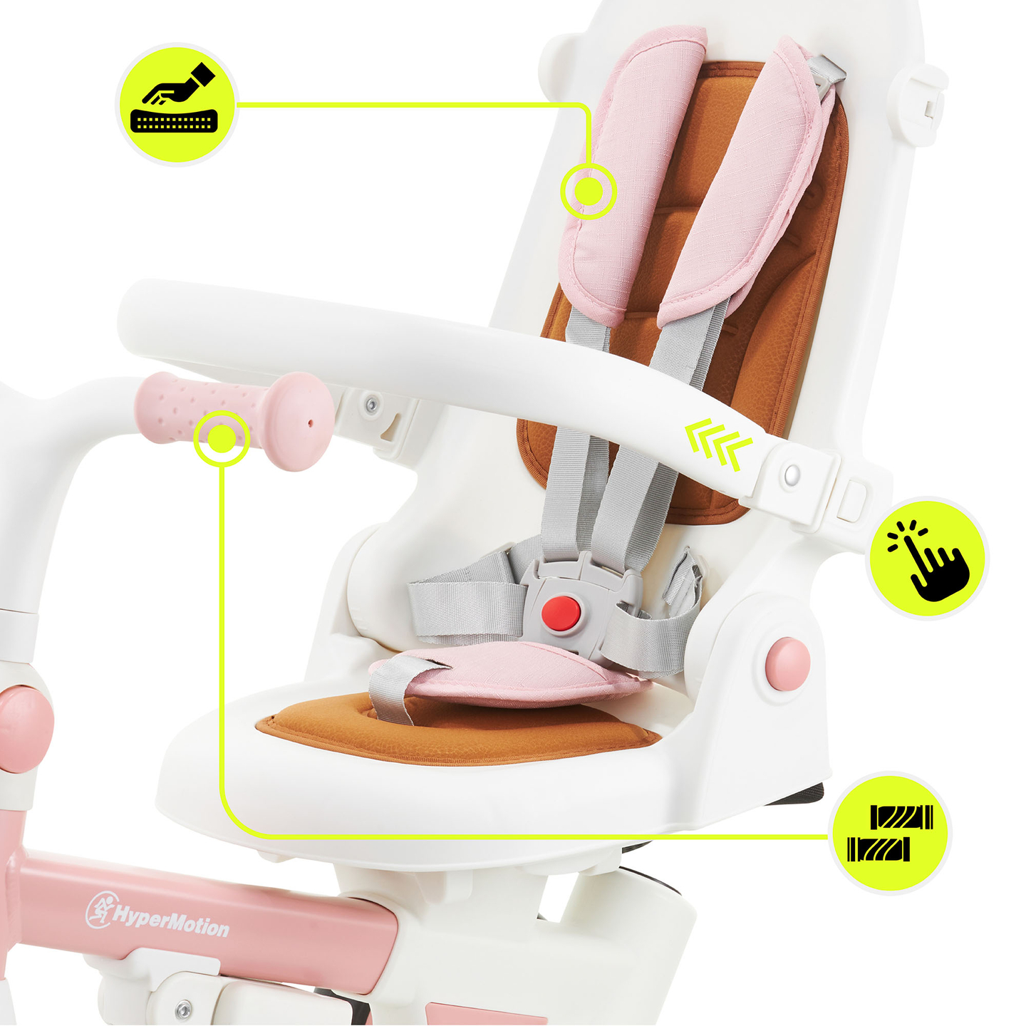 8in1 multifunktsionaalne kolmerattaline jalgratas TOBI FOREST - roosa