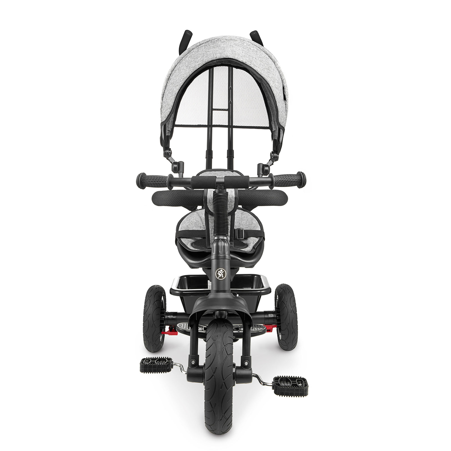 Kolmerattaline jalgratas lastele 1-4 aastat - TOBI FREY - hall värv - pöörlev - pumbatavad rattad + tõukeratas