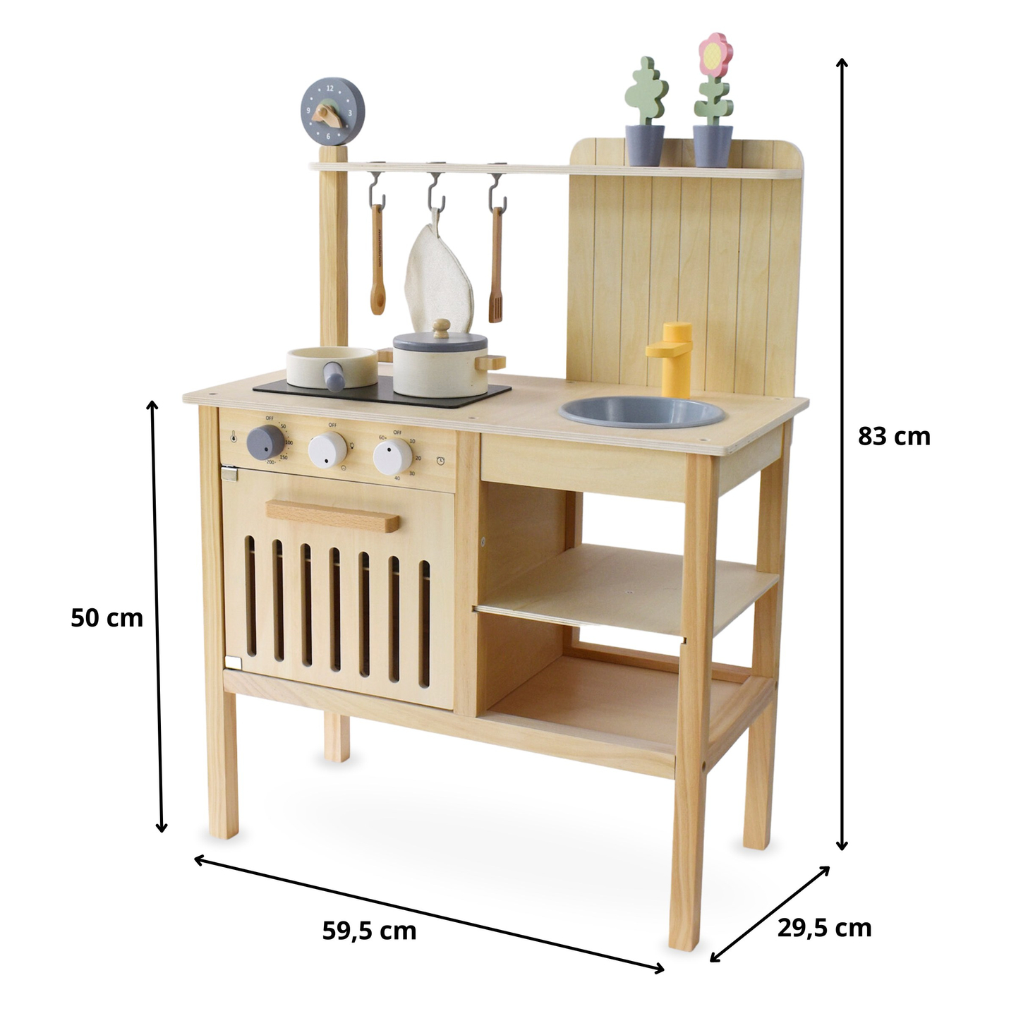 Puidust aiaköök koos aksessuaaridega - naturaalne boho