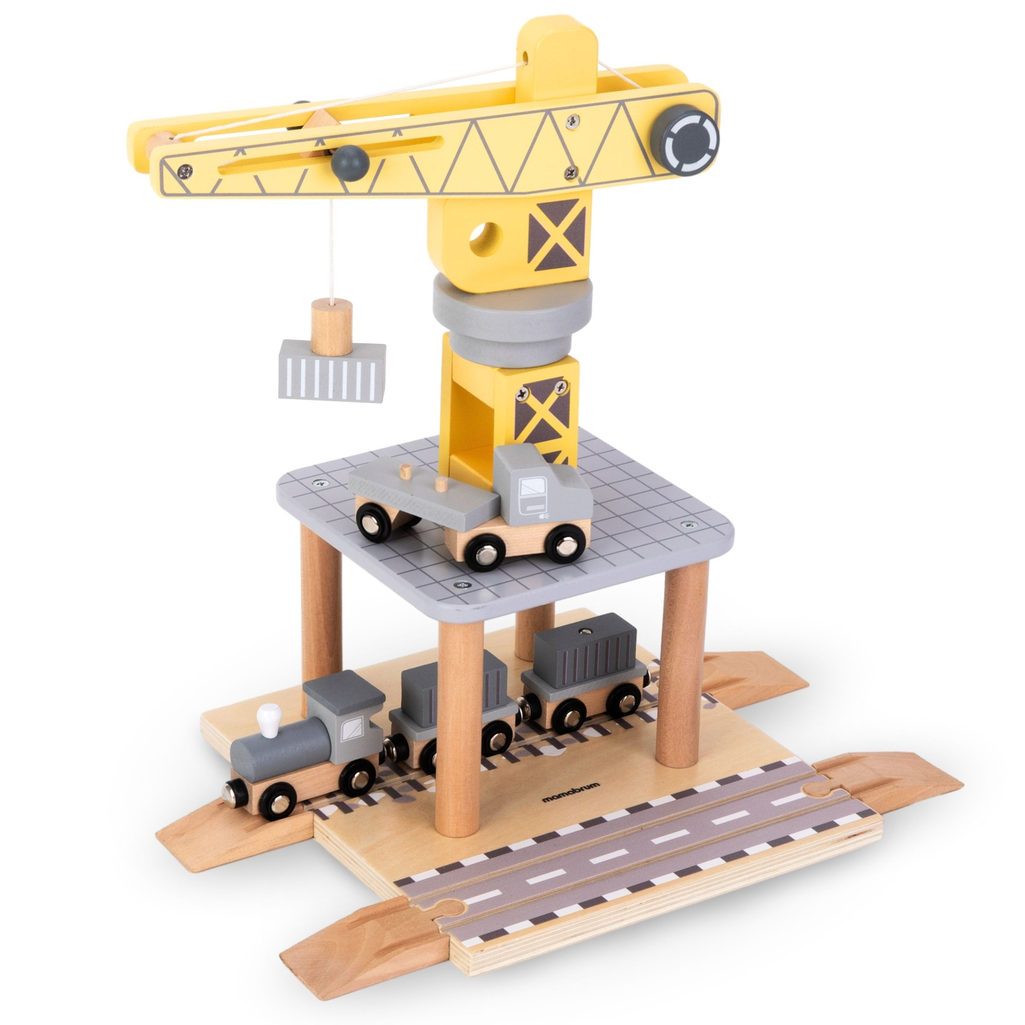 Mobiilne sadamakraana magnetvintsi ja tarvikutega - puidust komplekt