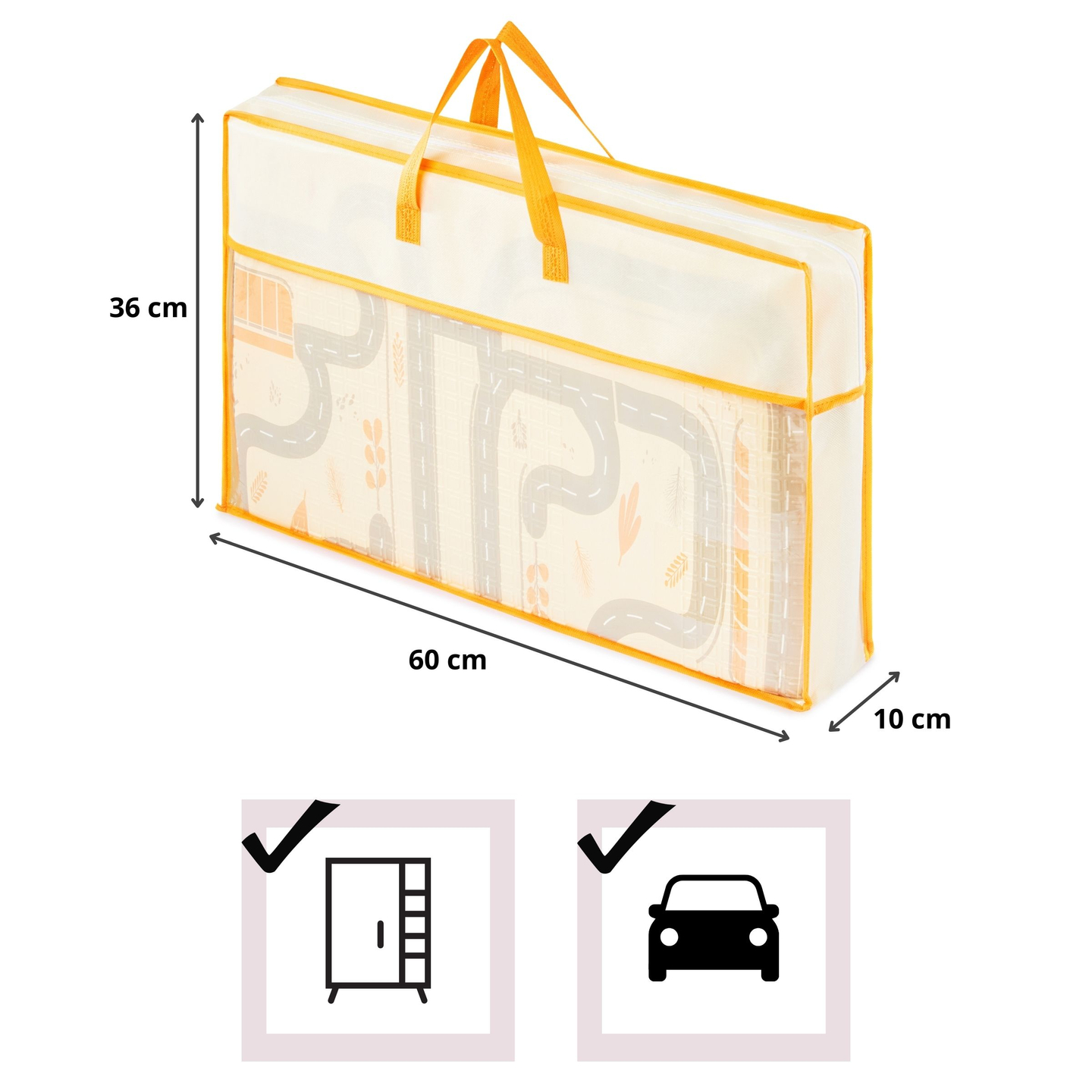 Kahepoolne kokkupandav vahtmatt 180 x 120 x 1 cm - Magic Forest/Autumn Streets - boho