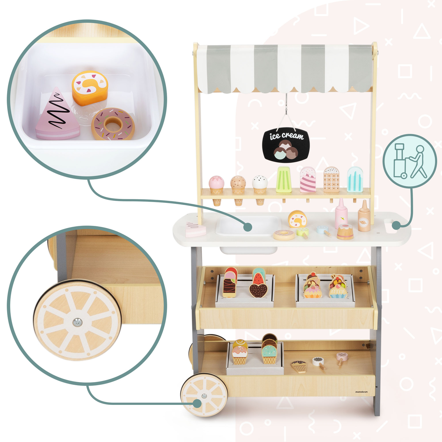 Puidust jäätisekäru ratastel - jäätisekäru