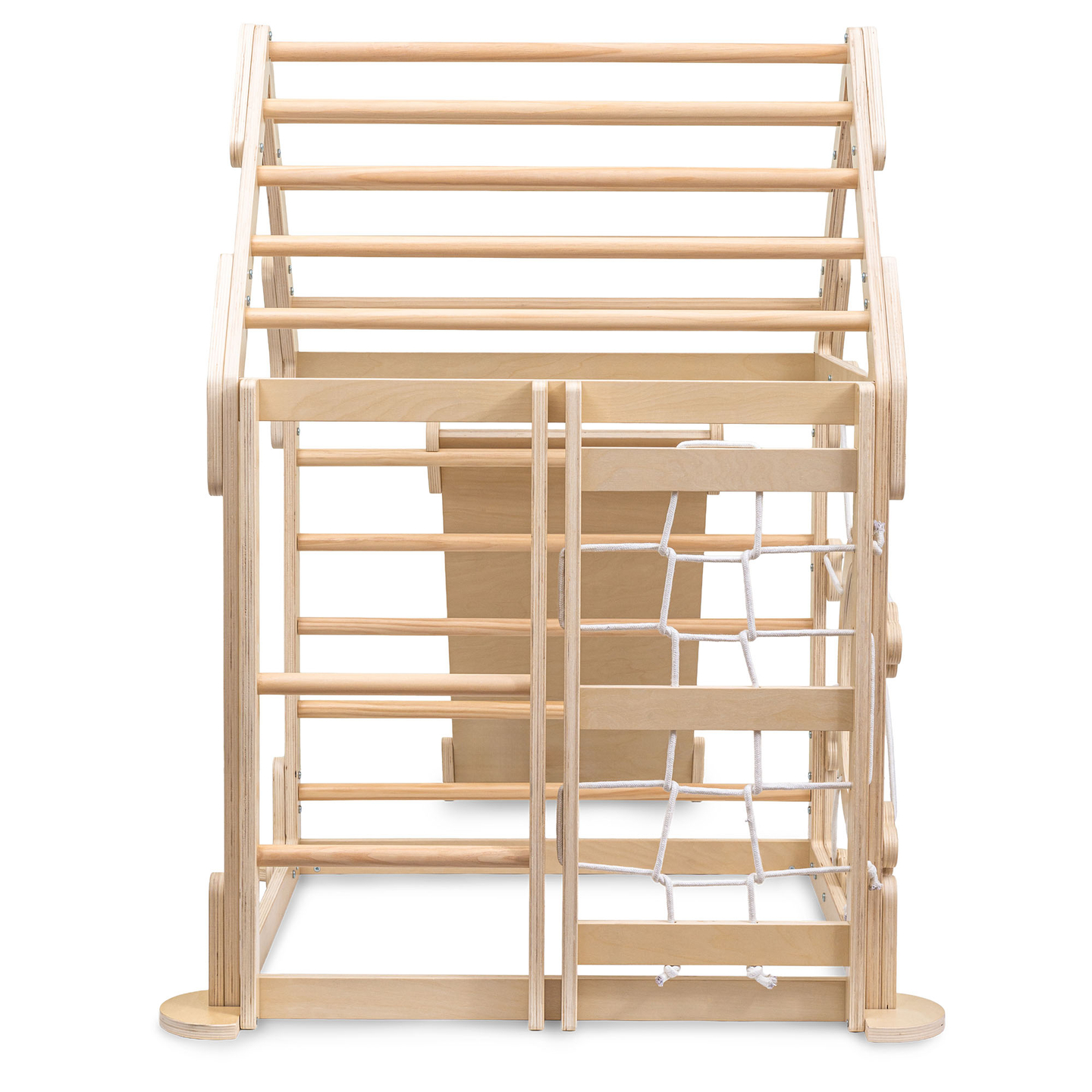 Puidust sisemänguväljak lastele - maja redelitega ja liumäega