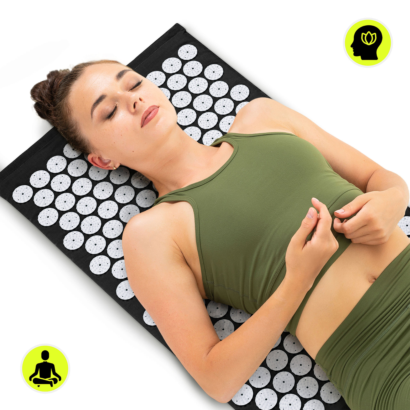 Akupressuurmatt padja ja kattega - 72 cm HyperMotion mustvalge