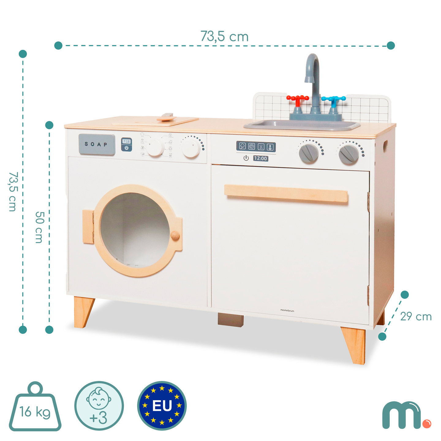 Puidust pesumaja ja köök - 2-in-1 kodukomplekt lastele