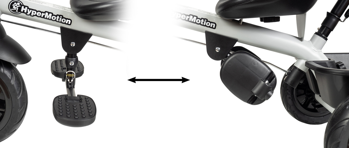 HyperMotion TOBI VECTOR kolmerattaline jalgratas - igavesed täispuhutavad rattad + tõukeratas. Värv: helehall.