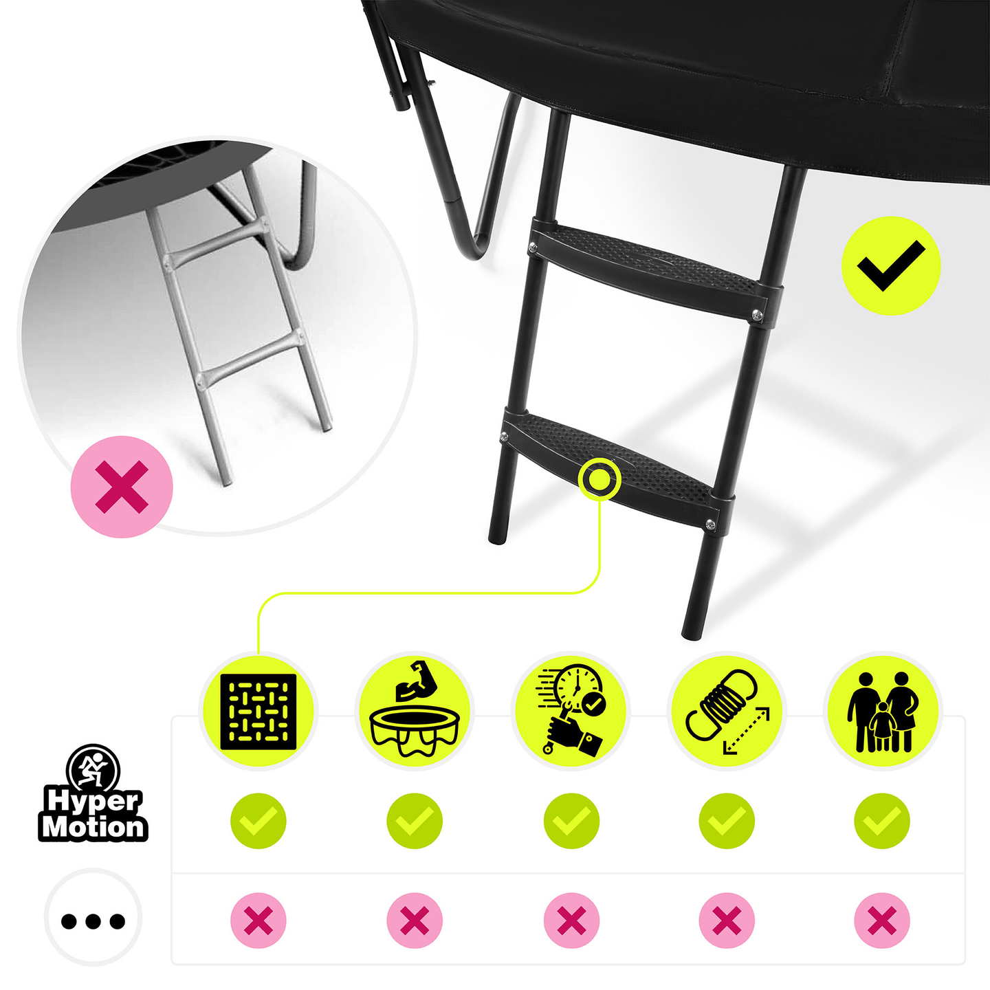 XXL aiabatuut lastele HyperMotion - 366 cm 12FT - redeli ja sisevõrguga - koju ja aeda - max 150 kg