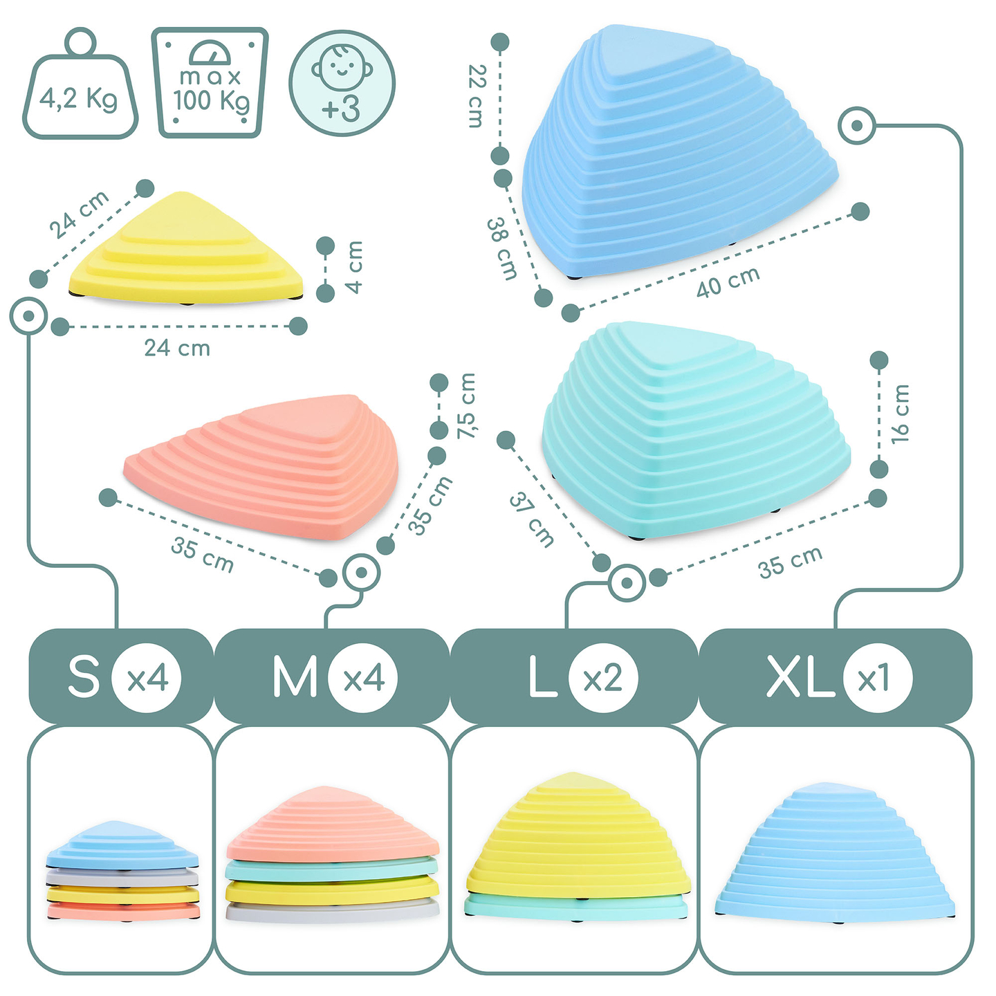 Värvilised tasakaalustuskivid - 11 tükki