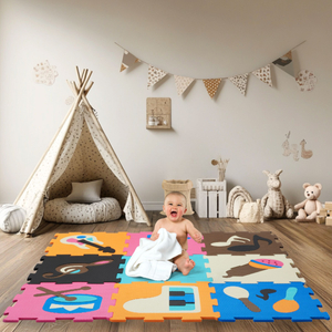 Haridusotstarbeline vahtplastimatt 90 x 90 x 1cm - EVA vahtpolüstri - kujundus: vahendid