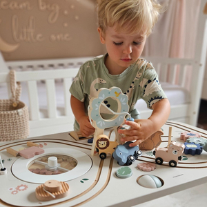 Hariduslik puidust laud 10in1 koos loomade ja rongiga