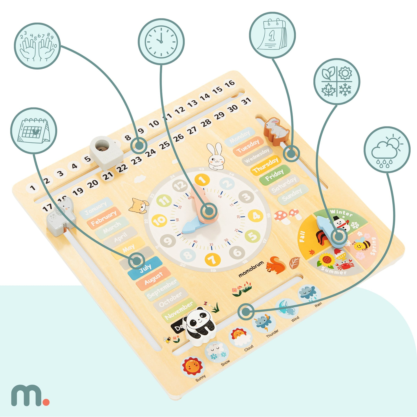 Puidust lastekalender 6in1