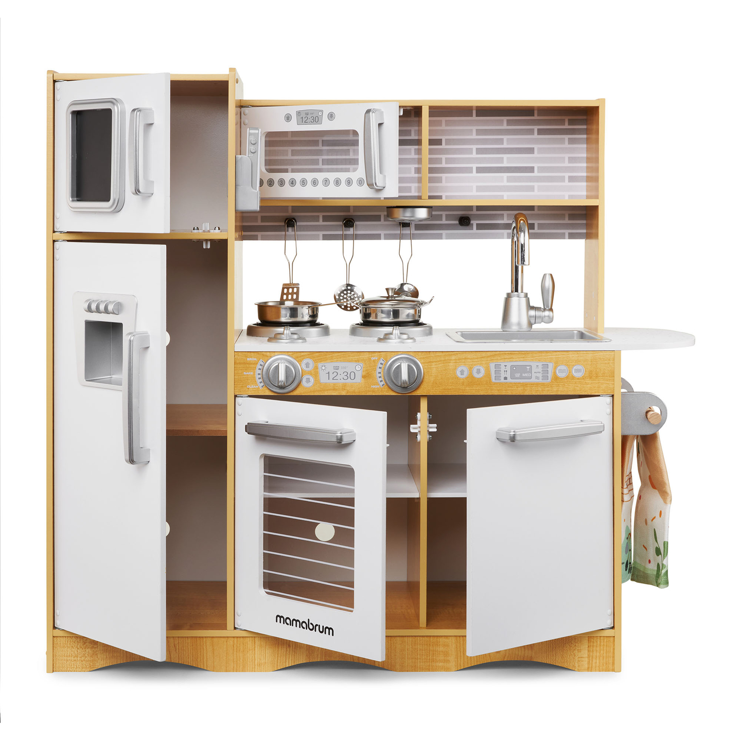 XXL puidust köök koos LED-valgustuse, esiplaadi ja tarvikutega