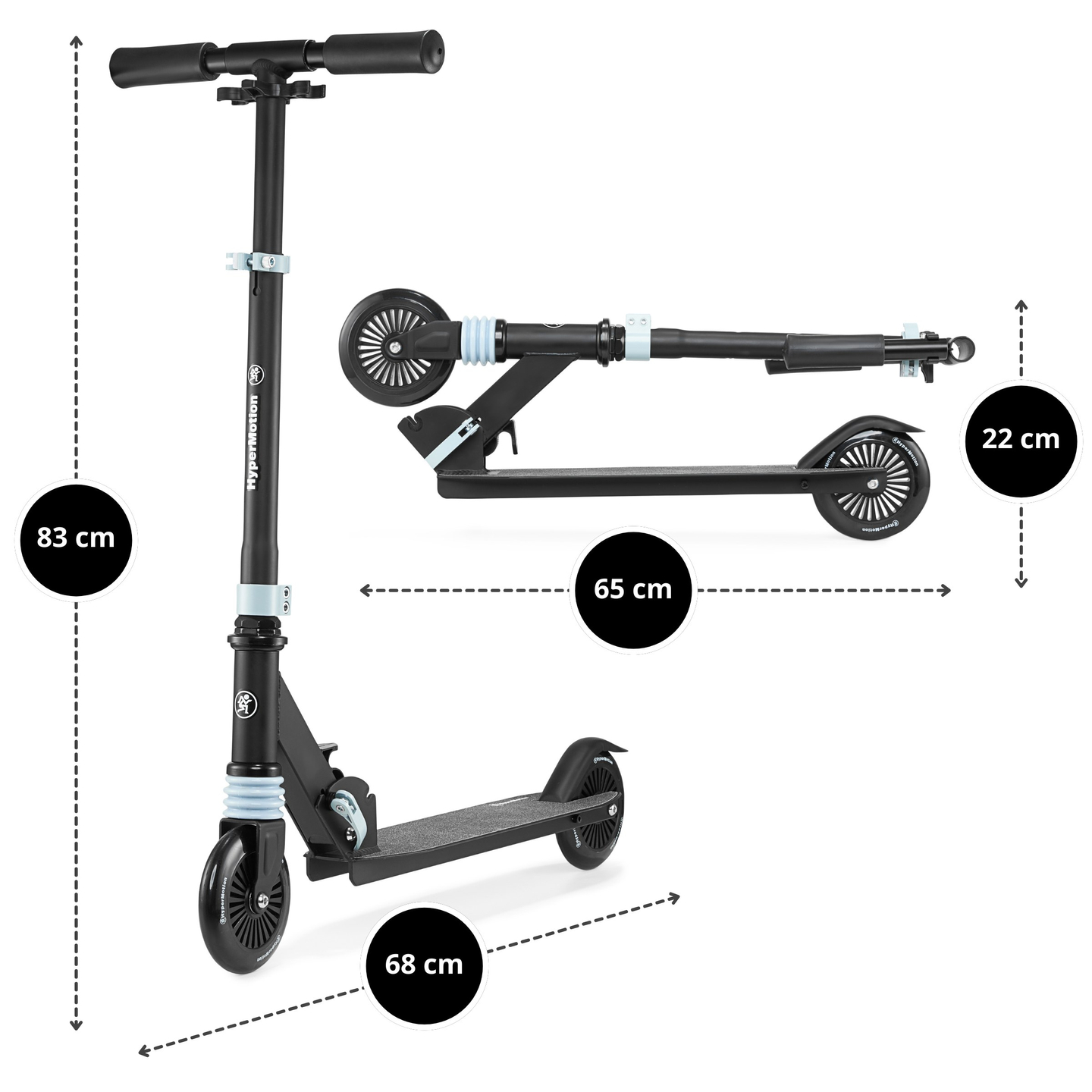 Kaherattaline roller koos amortisaatoriga WALLY 4-9 aastat alates HyperMotion must-roheline