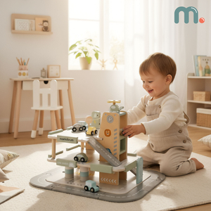 Puidust kolmekorruseline lastega garaaž koos lisatarvikutega – parkla, bensiinijaam, autopesula, helikopter