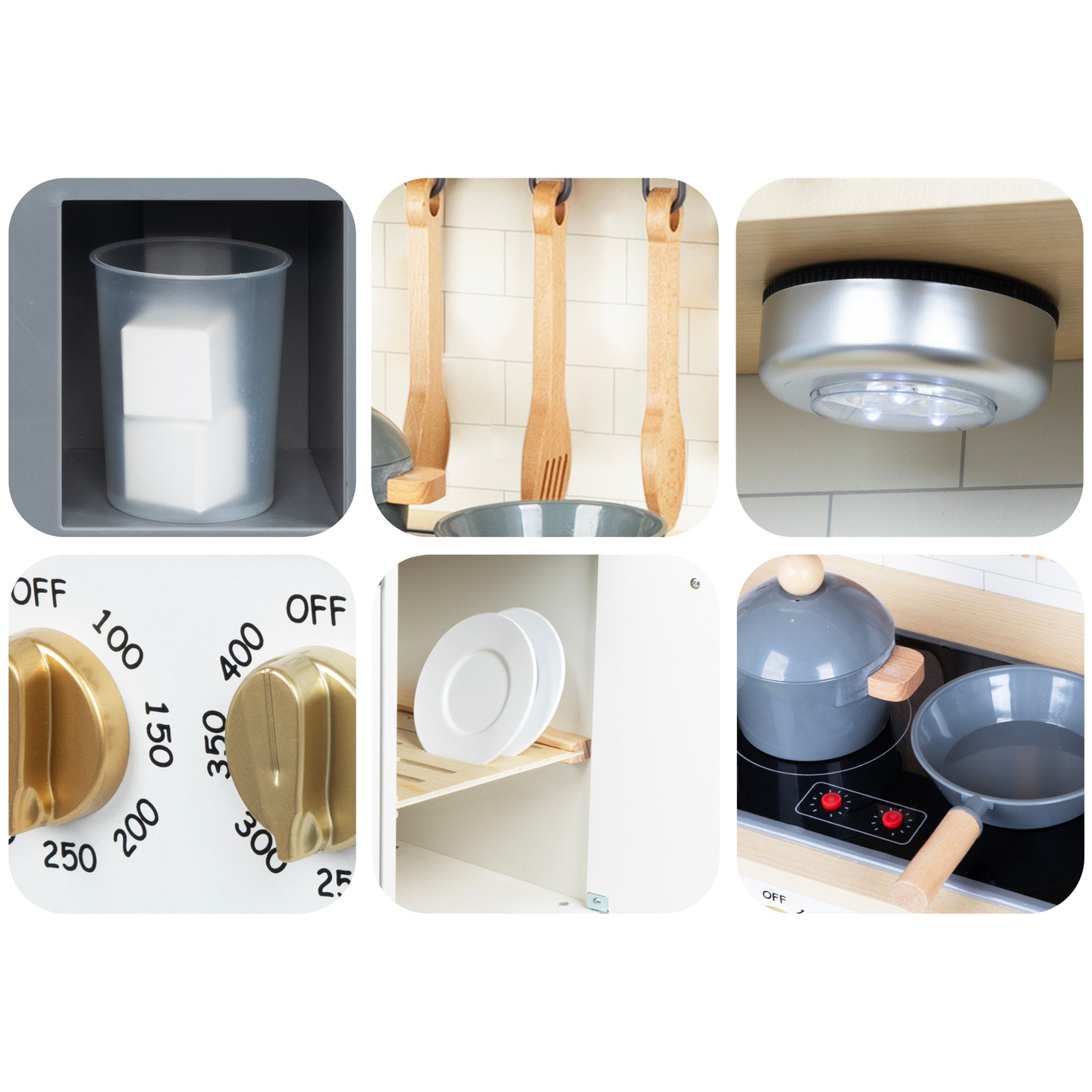 Interaktiivne XXL puidust köök koos tarvikute ja LED valgustusega - kahetasandiline