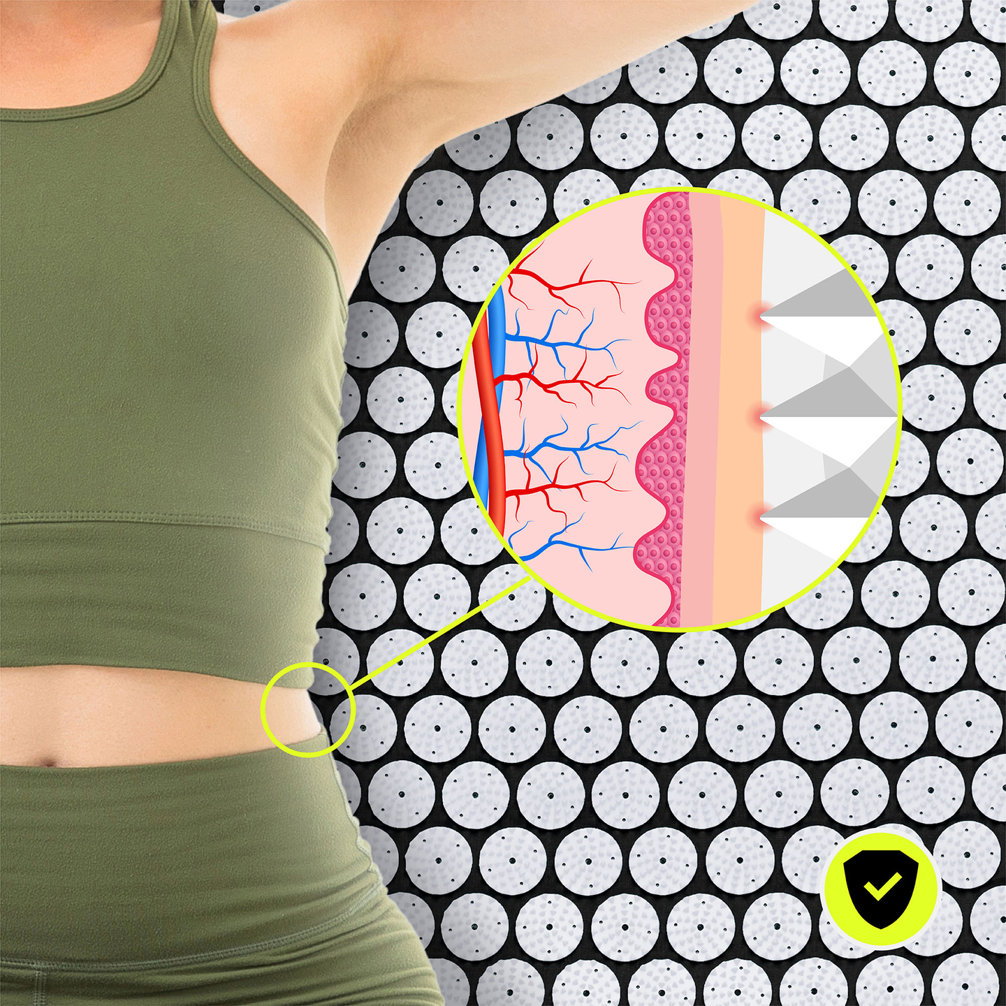 Akupressuurmatt padja ja kattega - 72 cm HyperMotion mustvalge