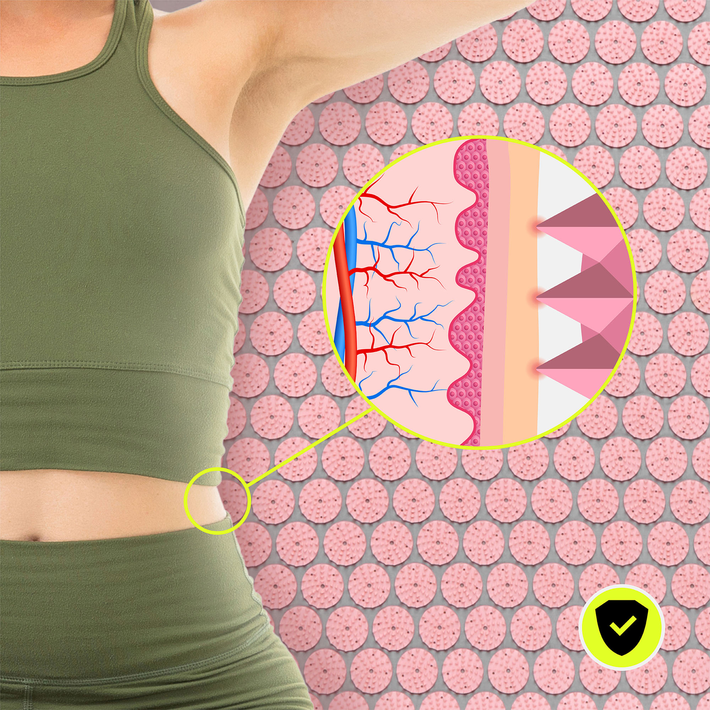 Akupressuurmatt padja ja kattega - 72 cm HyperMotion hall ja roosa