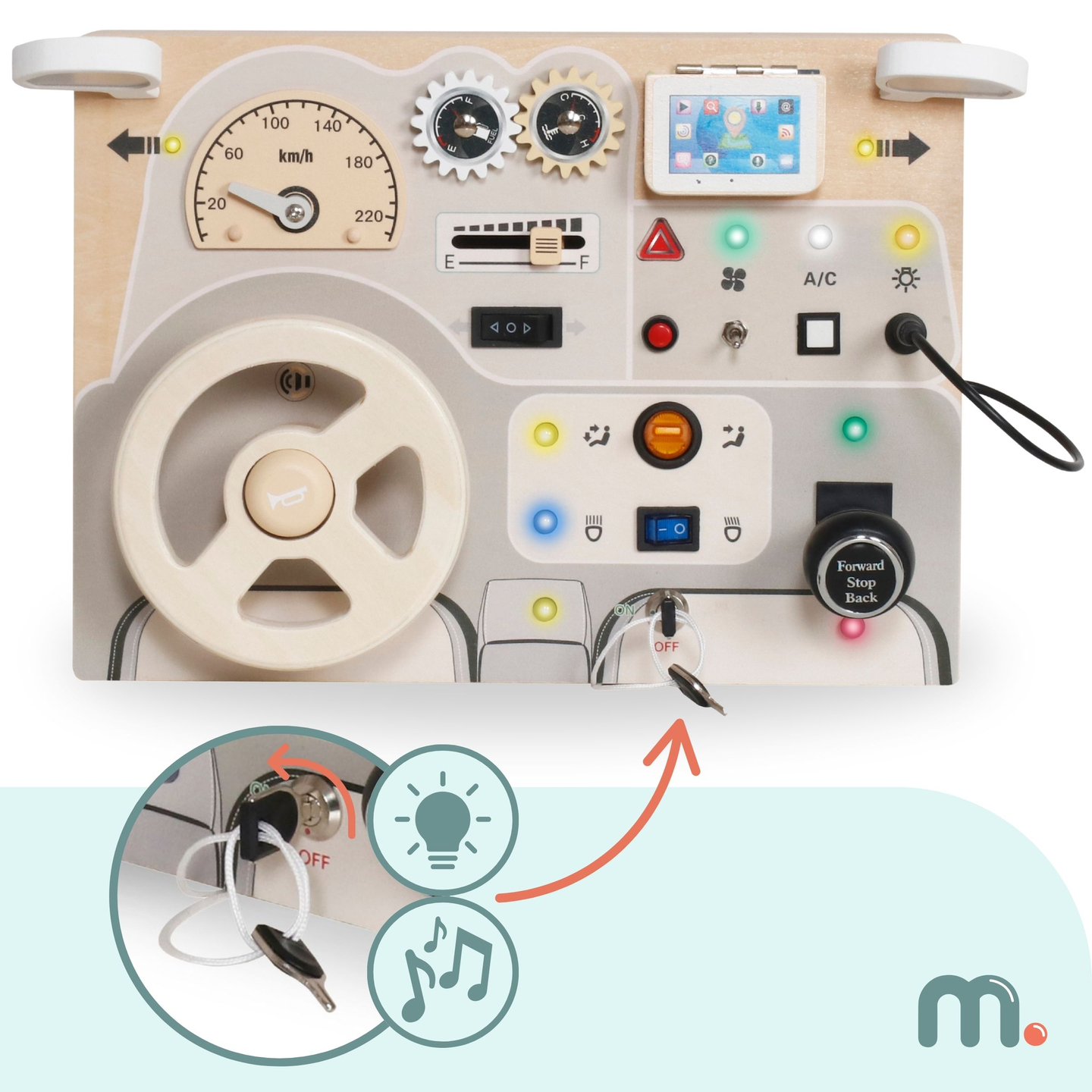 Montessori puidust mängulaud väikelastele - auto armatuurlaud