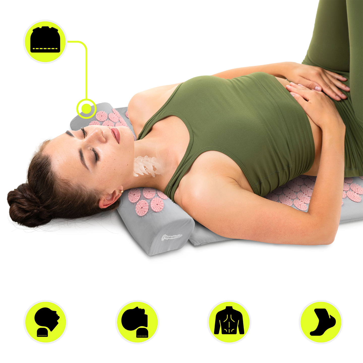 Suur nõelravimatt padja ja kattega - 130 cm HyperMotion hall ja roosa