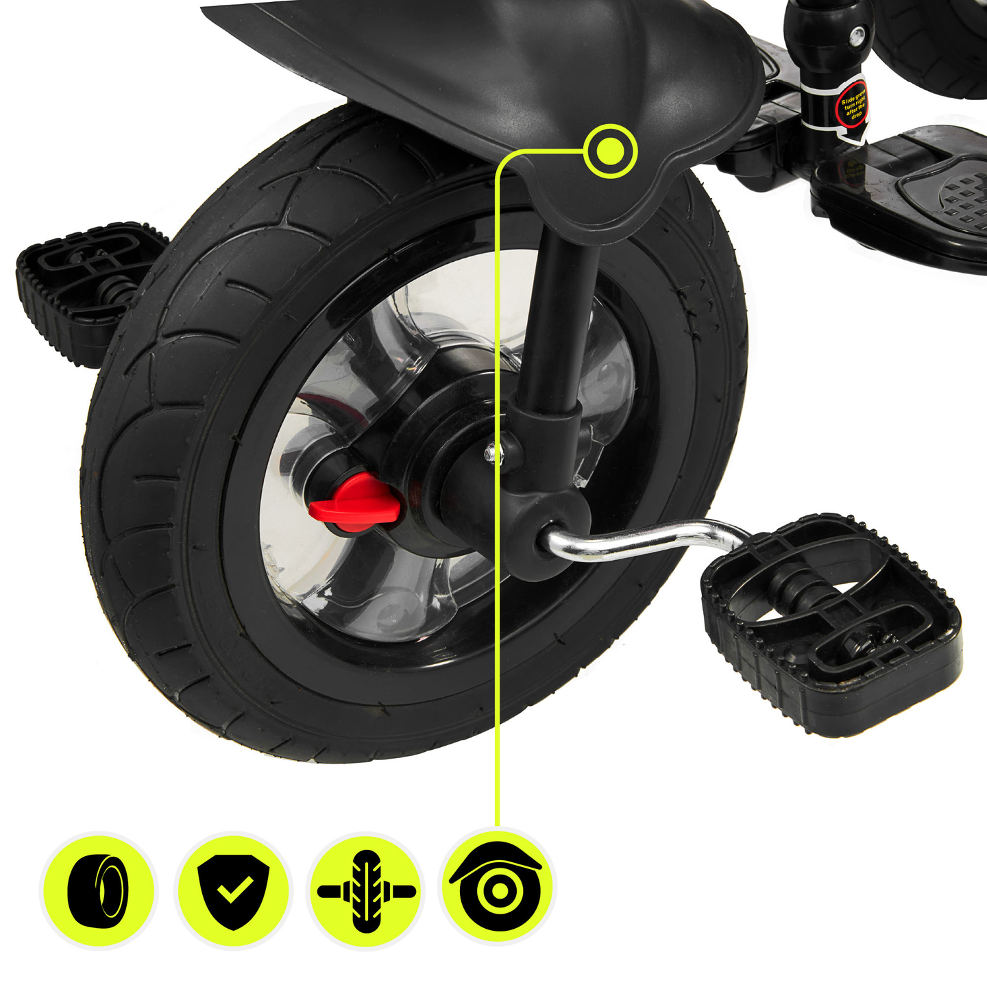 Kolmerattaline jalgratas lastele 1-4 aastat - TOBI FREY - roosa värv - pöörlev - pumbatavad rattad + tõukur