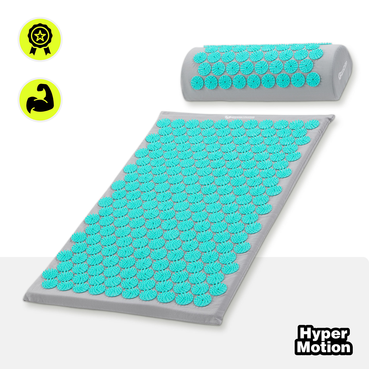 Akupressuurmatt padja ja kattega - 72 cm HyperMotion hall-münt