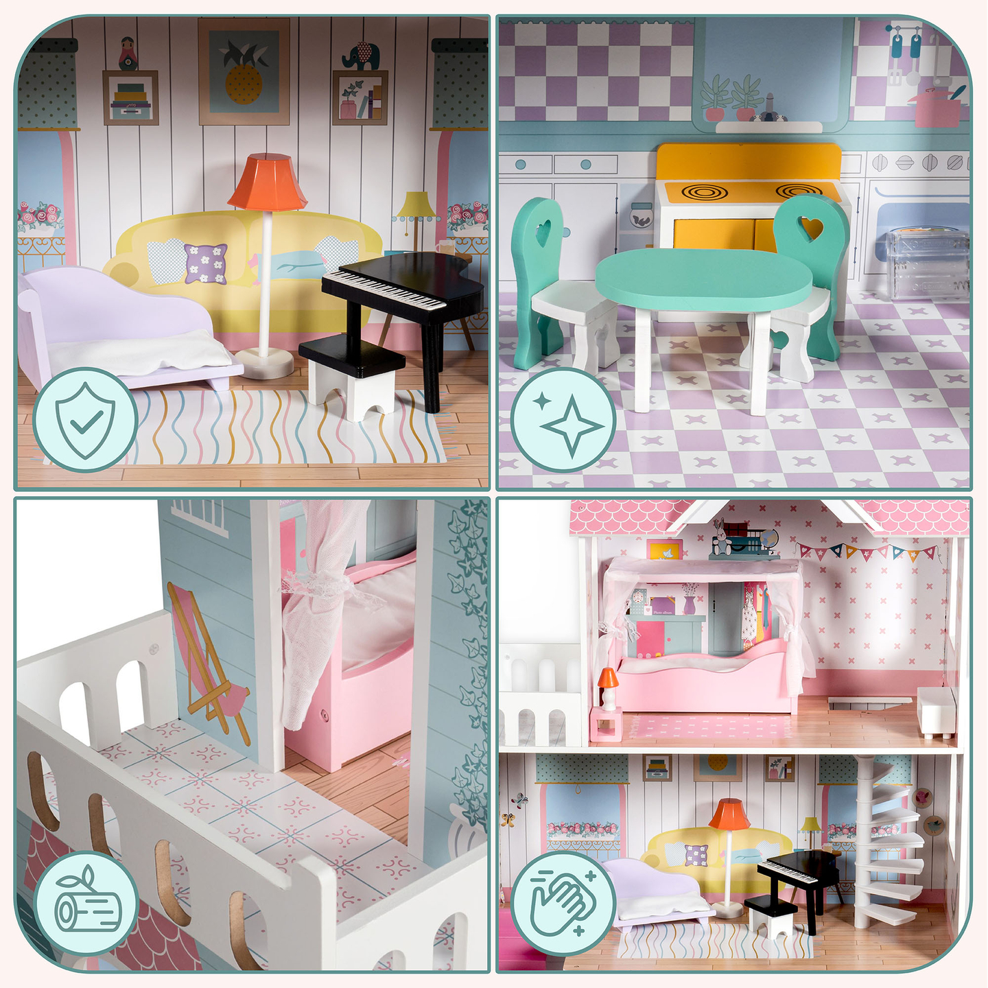 XXL Suurim puidust nukumaja - 123 cm - LED valgustatud - terrass, tarvikud, aed