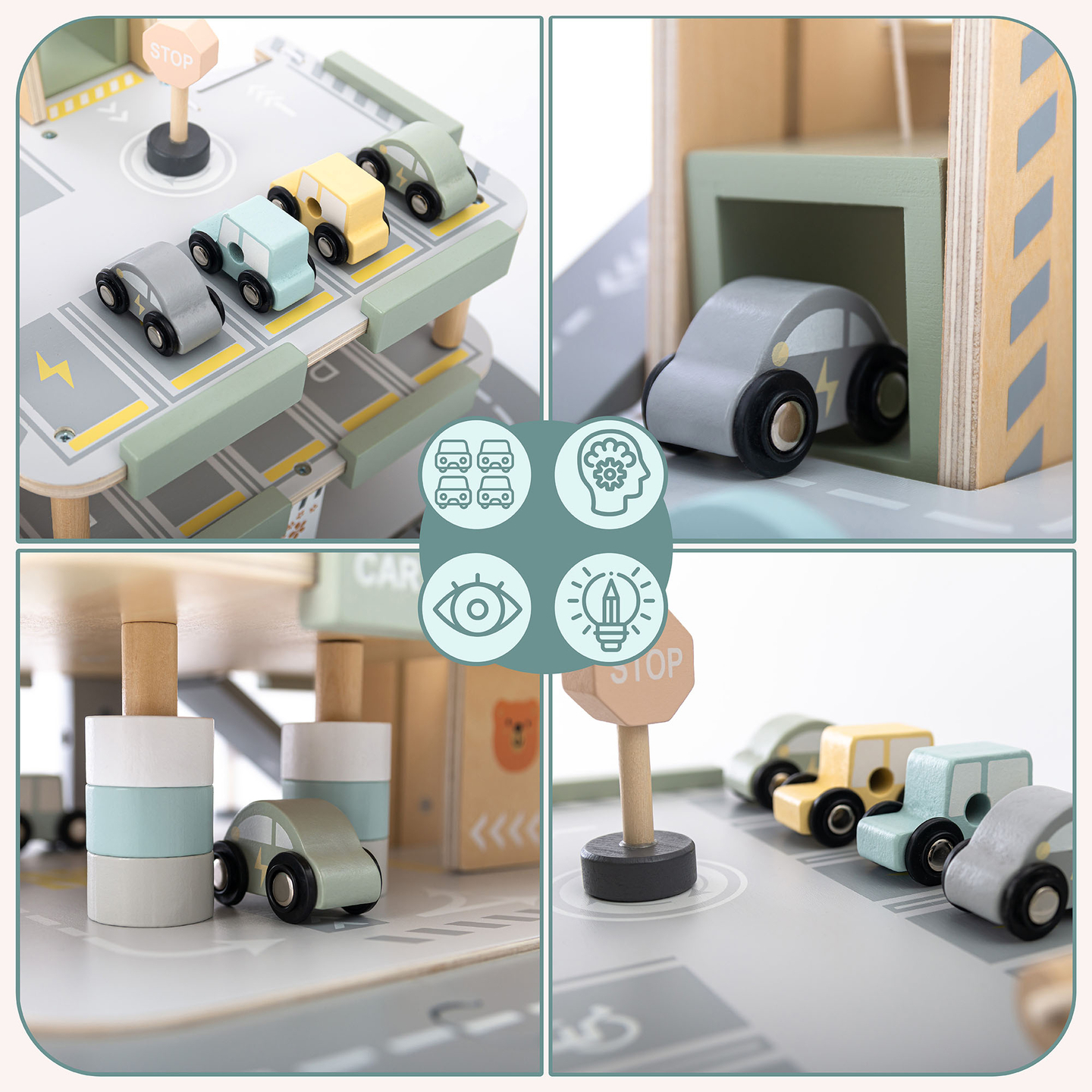 Puidust kolmekorruseline lastega garaaž koos lisatarvikutega – parkla, bensiinijaam, autopesula, helikopter