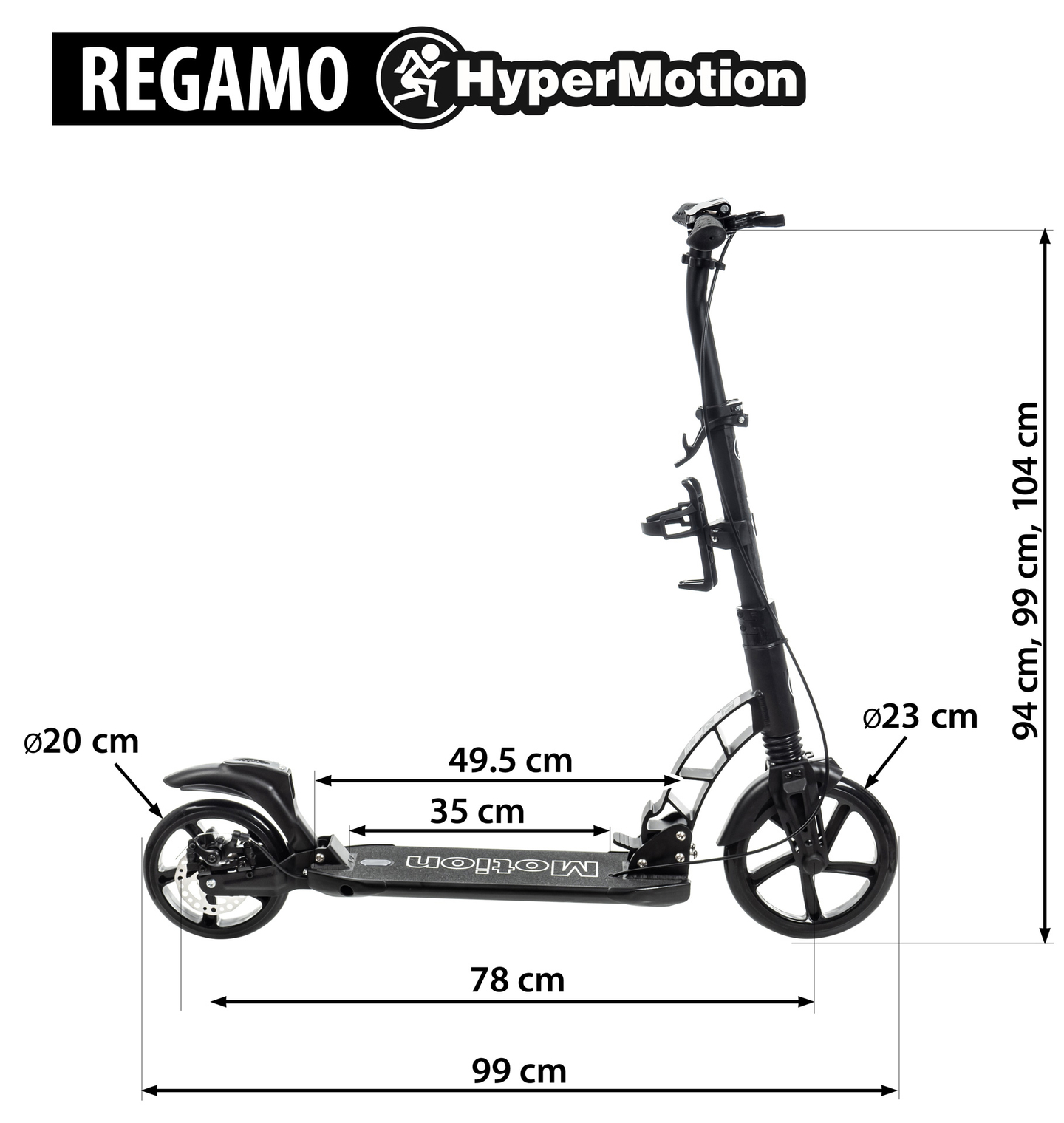 HyperMotion REGAMO täiskasvanute roller - must