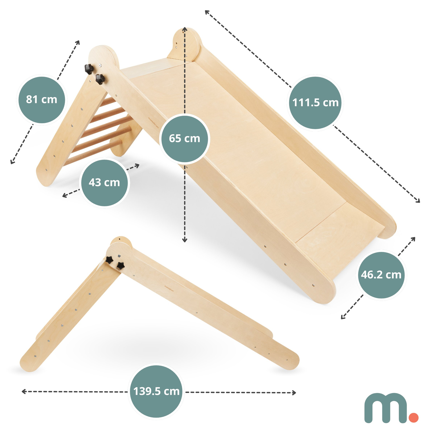 Puidust liumägi koos redeliga lastele