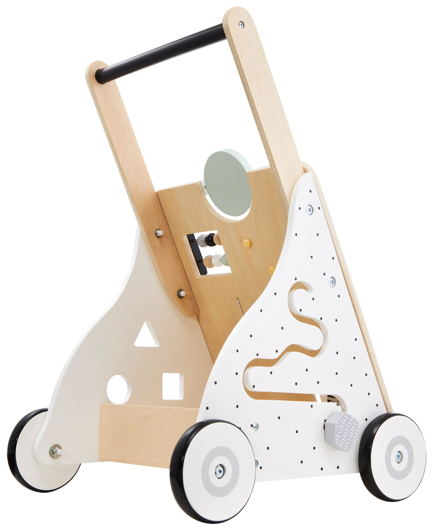 Puidust, õpetlik jalutuskäru / lapsevanker - manipulatiivne tahvel