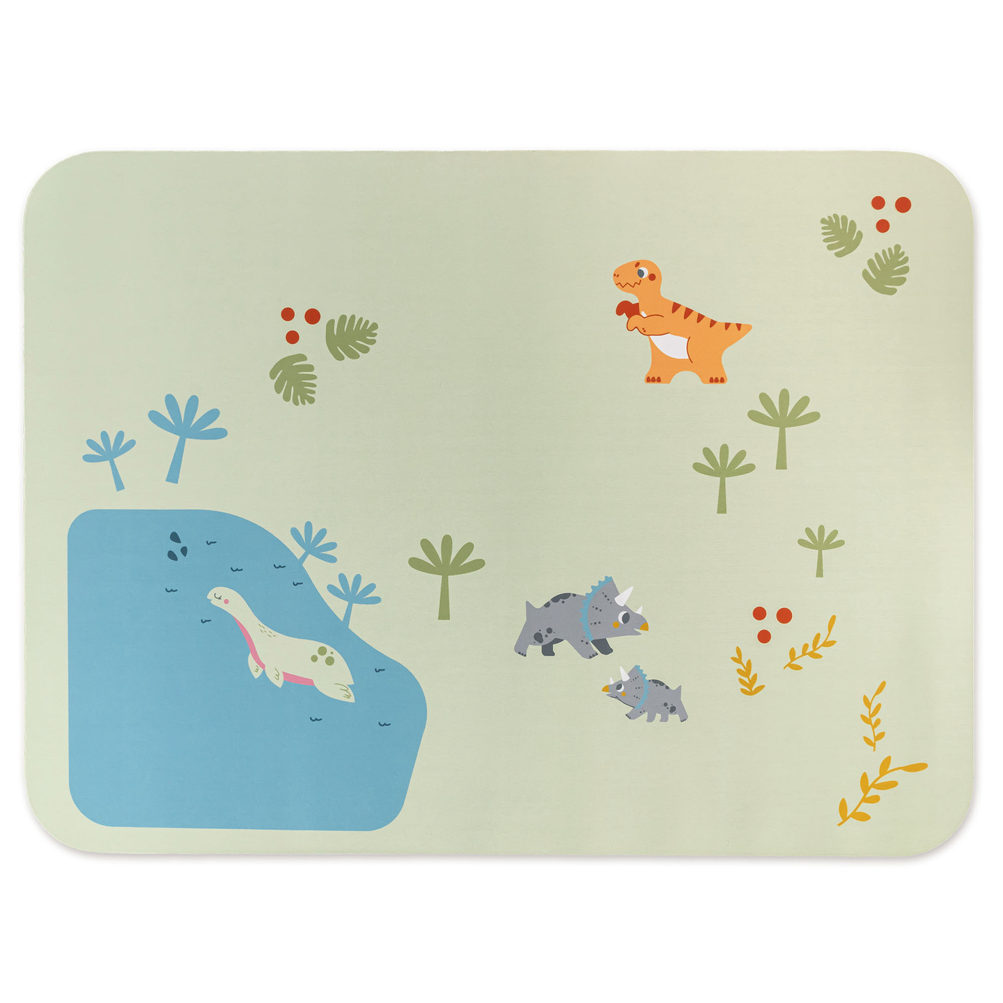 Dino Park puidust rong libisemisvastase matiga - dinosaurused, rong, rööpad, vulkaan, kell