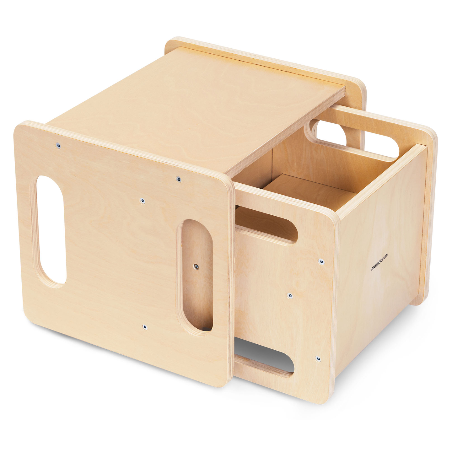 Puidust laud ja tool astmelaua funktsiooniga – multifunktsionaalne Montessori komplekt lastele