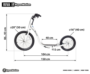 HyperMotion RIVA linnaroller 50 cm ja 40 cm täispuhutavate ratastega