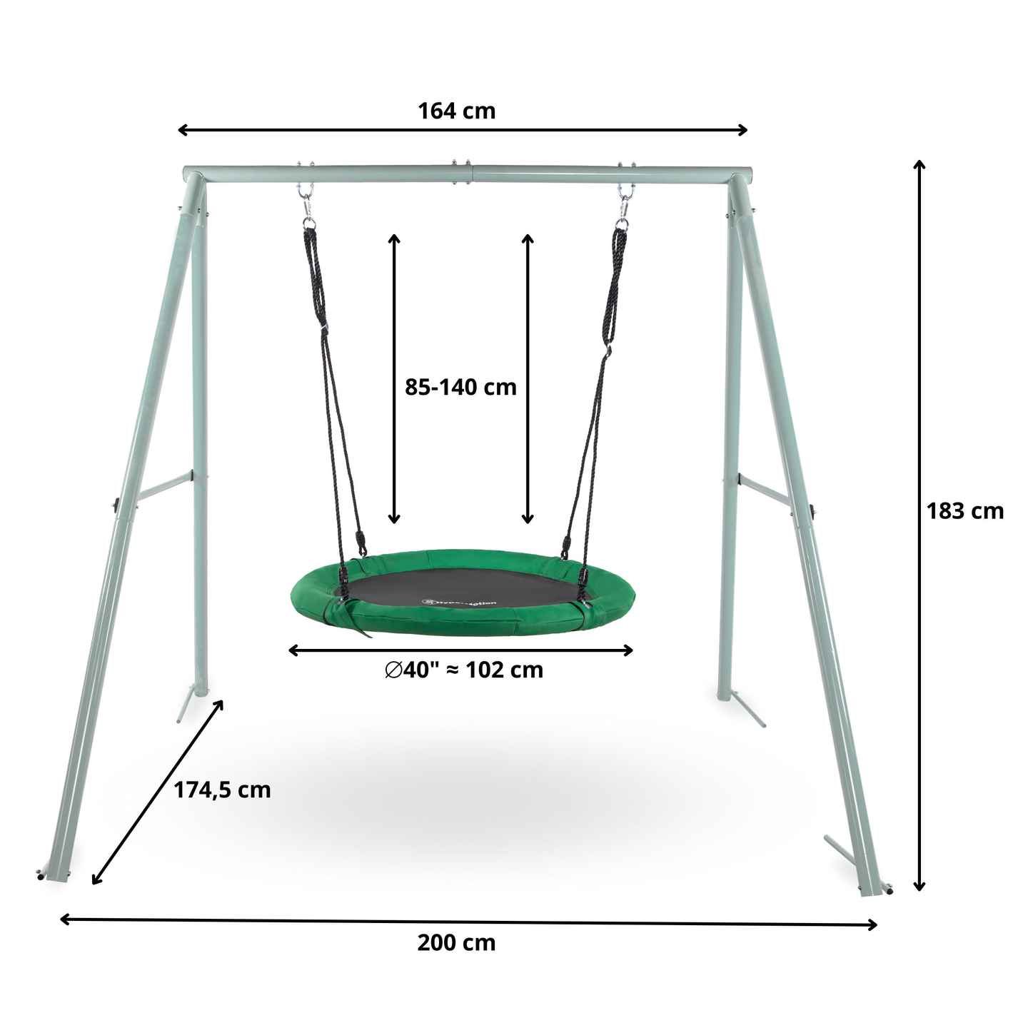Kurepesa tüüpi aiakiik raami ja trossidega