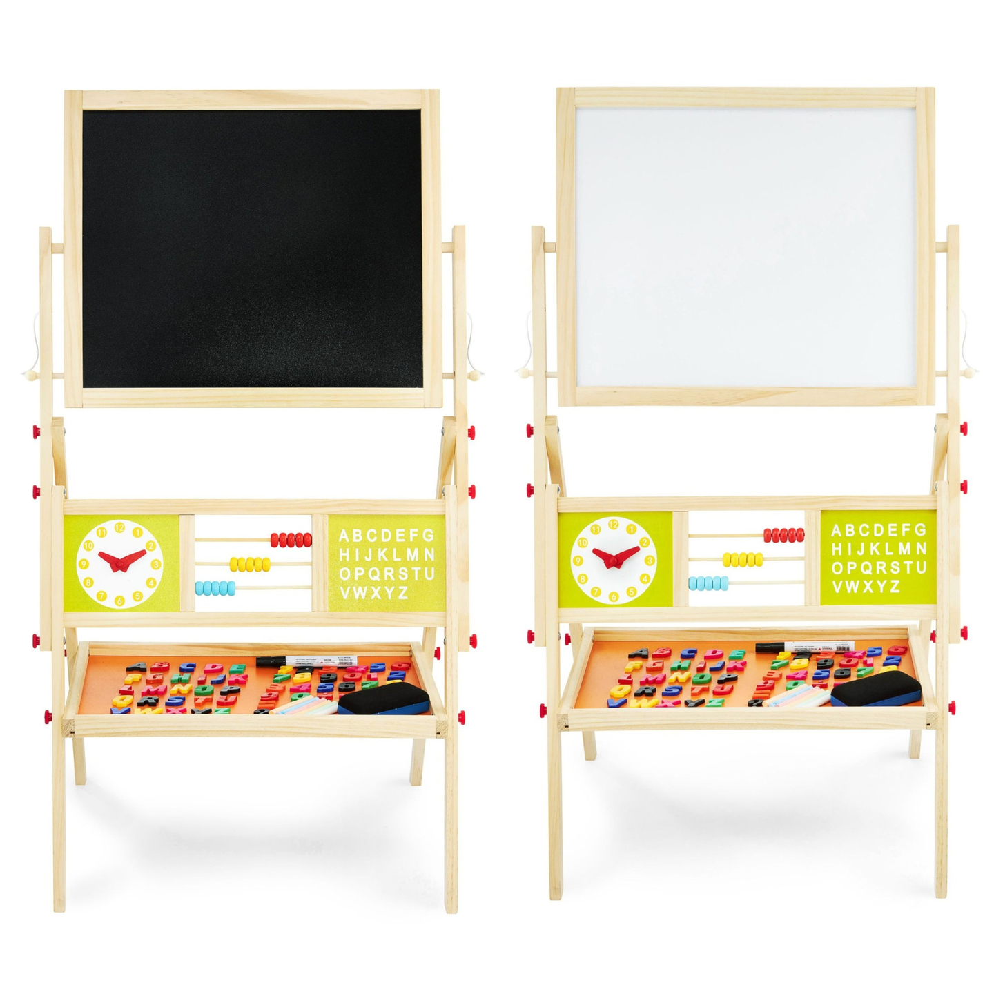 Suur kahepoolne hariduslik tahvel: magnet- ja kriiditahvel - kuivalt kustutatav tahvel, puidust