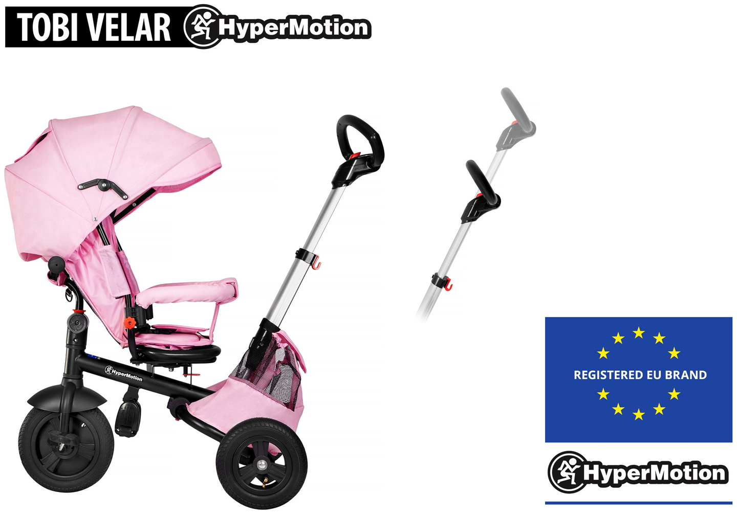 Tobi Velar kolmerattaline jalgratas + vihmafoolium - roosa