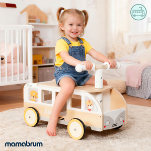 Puidust lastebuss - Buss panipaikade ja pehmete mänguasjade jaoks