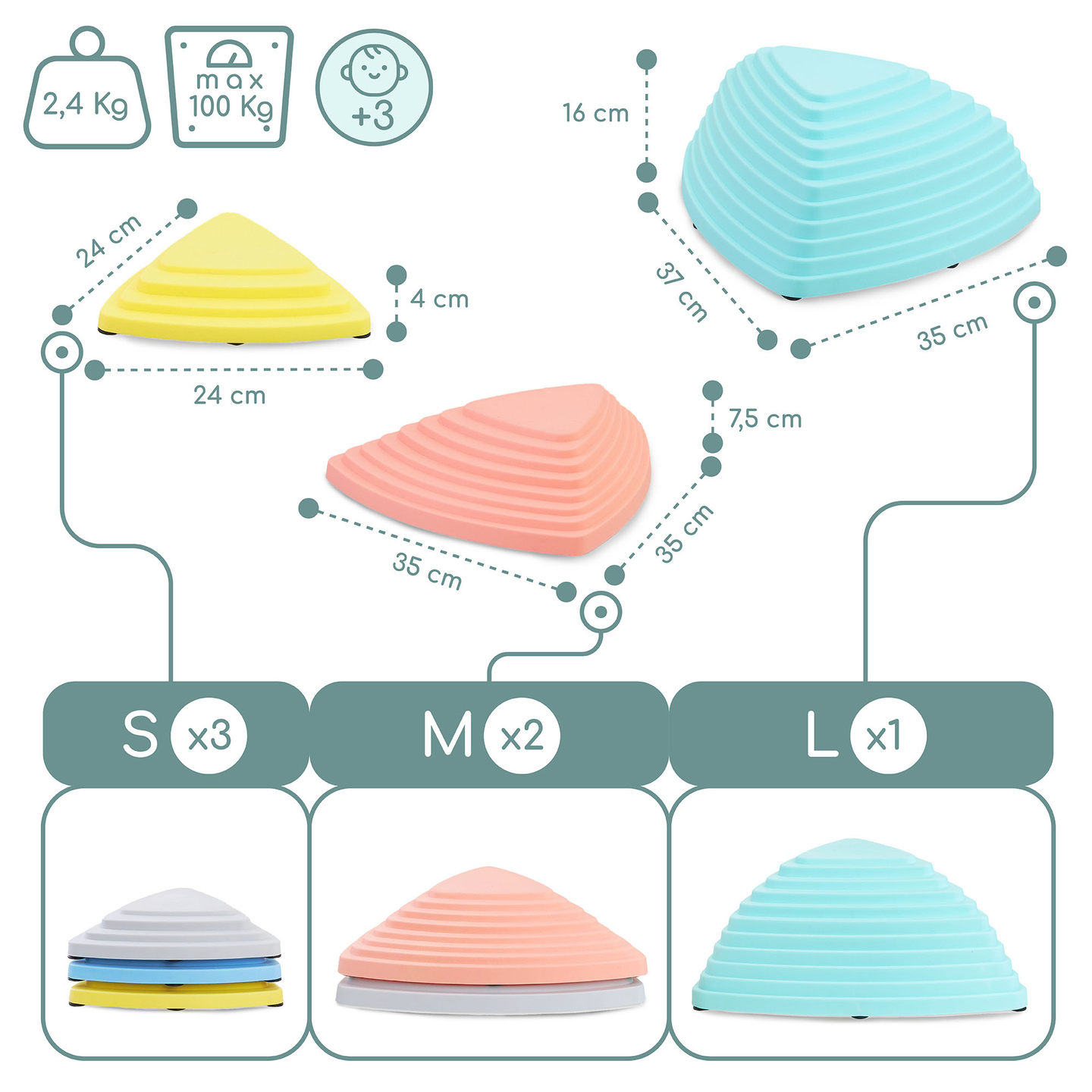 Värvilised tasakaalustuskivid - 6 tk