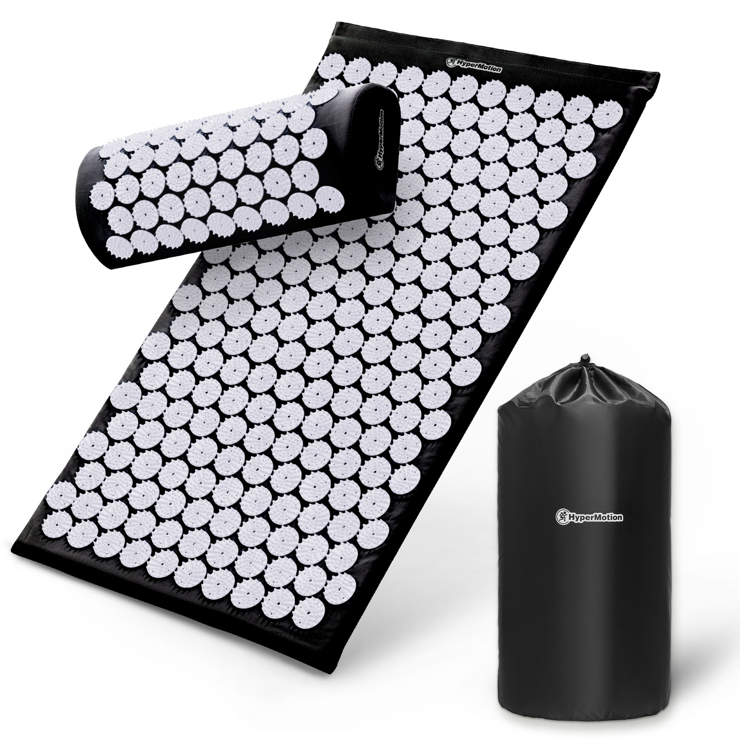 Akupressuurmatt padja ja kattega - 72 cm HyperMotion mustvalge