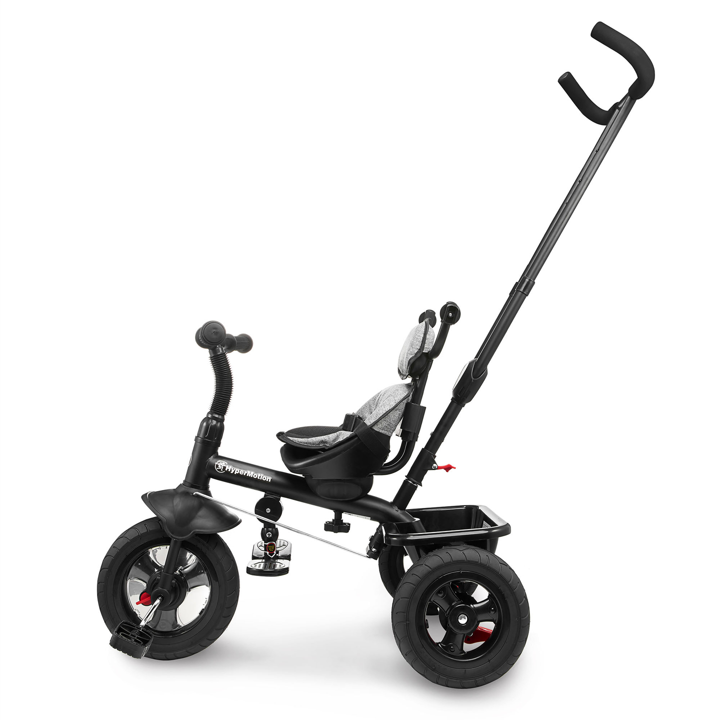 Kolmerattaline jalgratas lastele 1-4 aastat - TOBI FREY - hall värv - pöörlev - pumbatavad rattad + tõukeratas