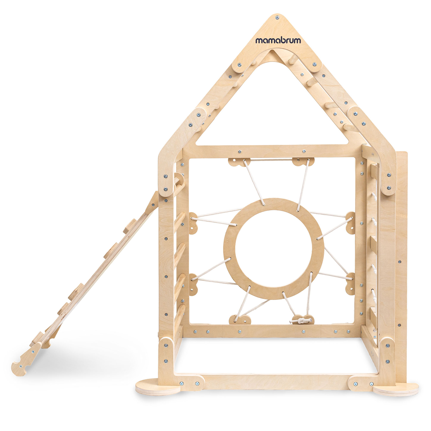 Puidust sisemänguväljak lastele - maja redelitega ja liumäega